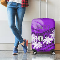Personalised Fiji Day Luggage Cover Flying Fijians Masi Kesa Style - Violet LT7 - Polynesian Pride