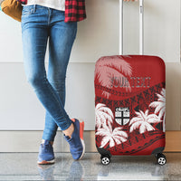 Personalised Fiji Day Luggage Cover Flying Fijians Masi Kesa Style - Red LT7 - Polynesian Pride