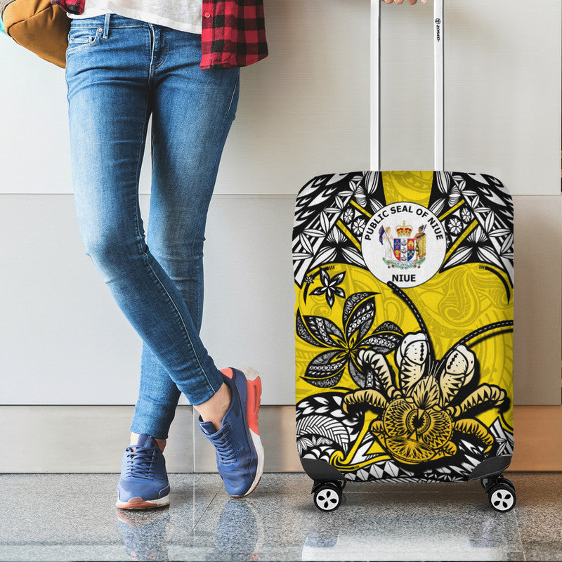 Niue Uga Luggage Cover Tribal Patterns Yellow Style LT6 - Polynesian Pride