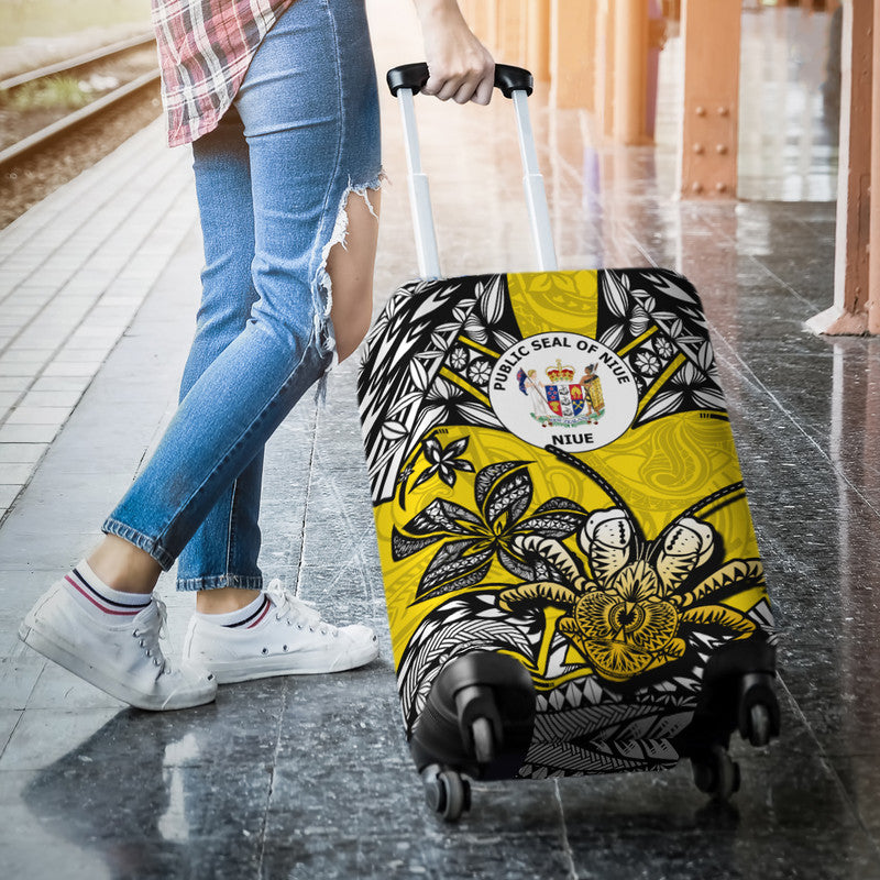 Niue Uga Luggage Cover Tribal Patterns Yellow Style LT6 - Polynesian Pride