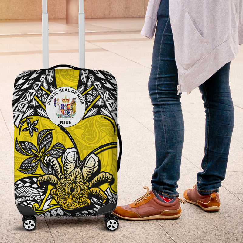 Niue Uga Luggage Cover Tribal Patterns Yellow Style LT6 Yellow - Polynesian Pride