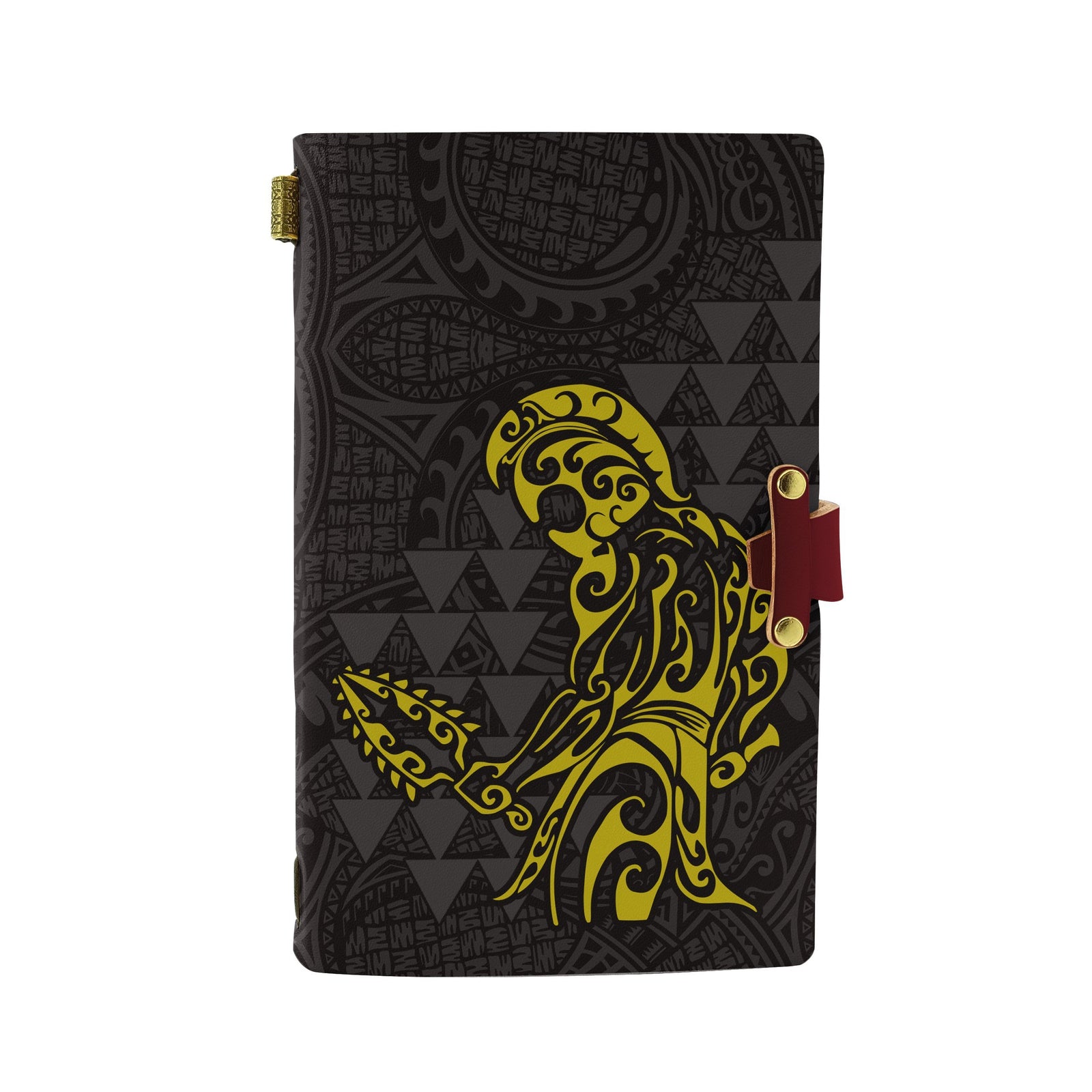 Hawaii Warrior Polynesian Leather Notebook - Yellow Leather Yellow - Polynesian Pride