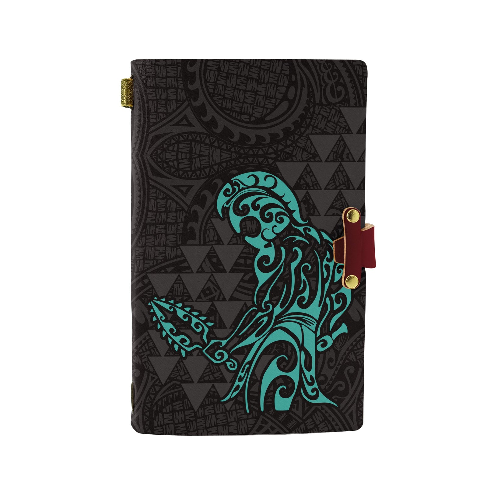 Hawaii Warrior Polynesian Leather Notebook - Turquoise Leather Turquoise - Polynesian Pride