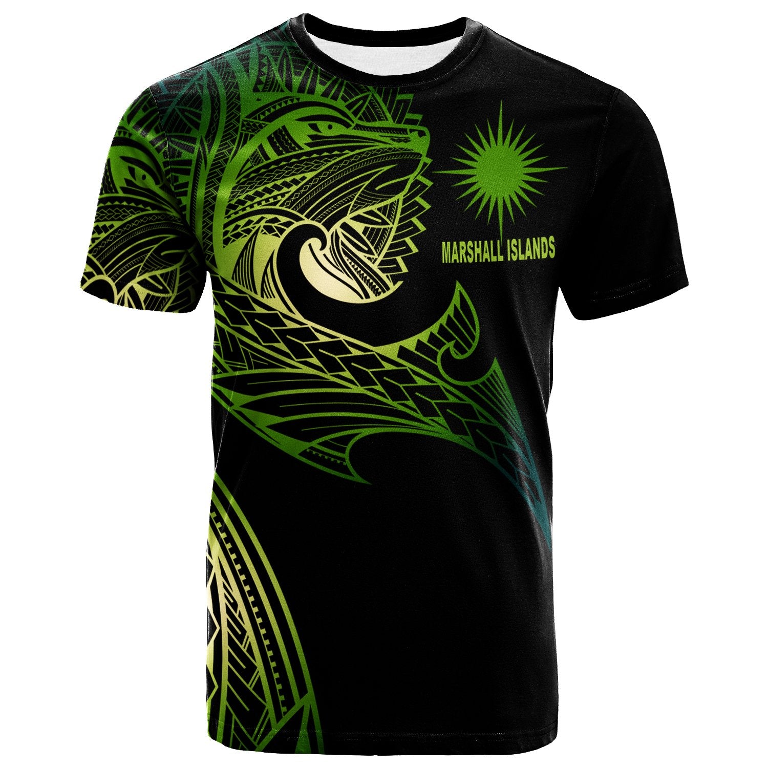 Marshall Islands T Shirt Leader Wolf Is You Gradient Color Unisex Black - Polynesian Pride