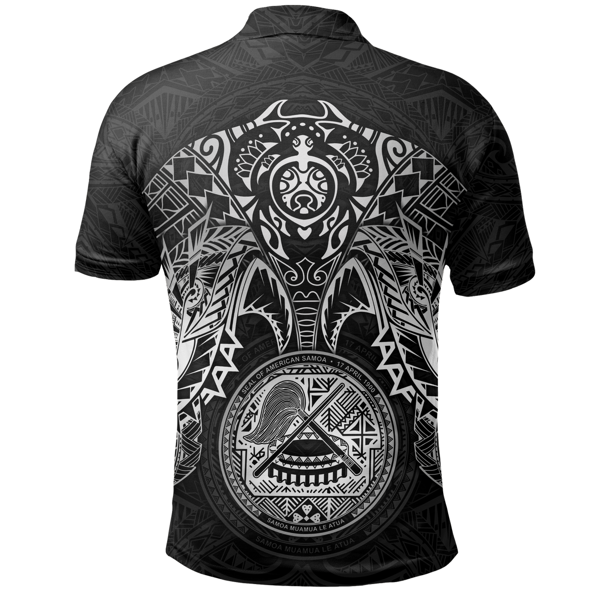 American Samoa Polynesian Polo Shirt White Turtle Manta Ray - Polynesian Pride