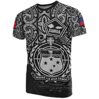 Samoa Pride T Shirt Samoa Flag Coat Of Arms Polynesian Tattoo Unisex BLACK - Polynesian Pride