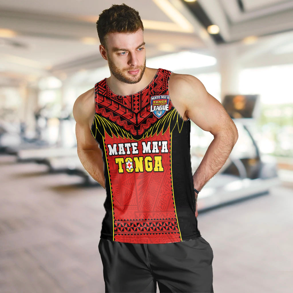 Tonga Rugby Men Tank Top Mate Maa Tonga Pacific Ngatu Black LT14 - Polynesian Pride