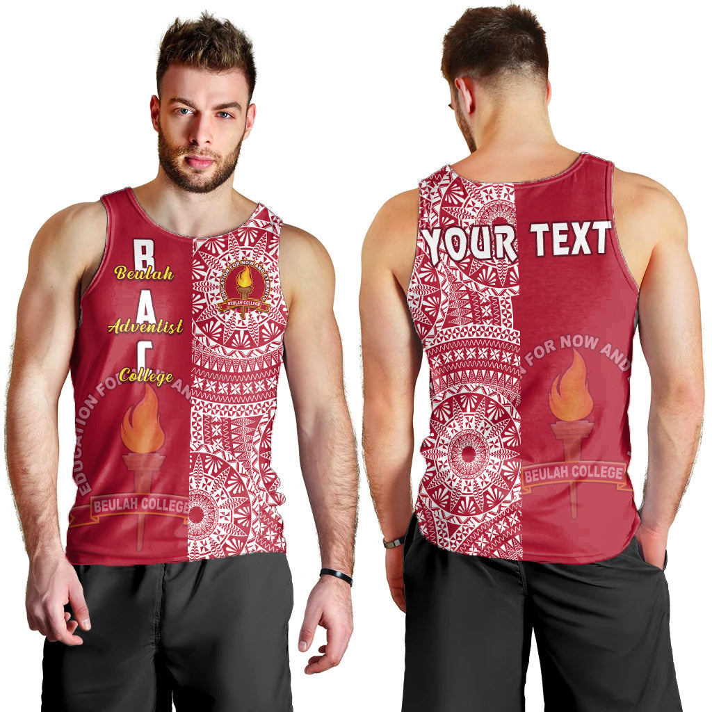 (Custom Personalised) Beulah Tonga College Men Tank Top Tongan Ngatu Pattern LT14 Maroon - Polynesian Pride