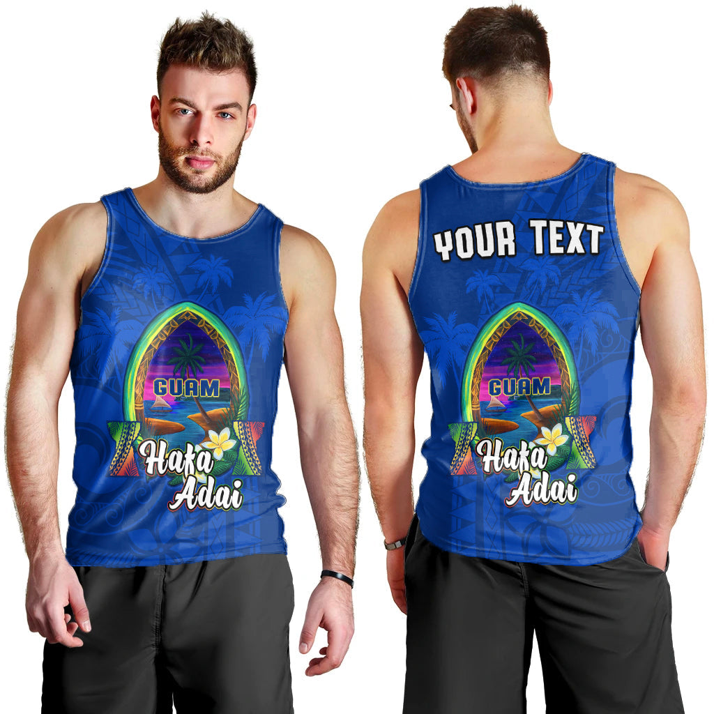 (Custom Personalised) Guam Men Tank Top Hafa Adai Latte Stone Proud Chamorro LT14 Blue - Polynesian Pride