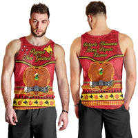 Papua New Guinea Christmas Men Tank Top Bird Of Paradise Bikpela Hamamas Blong Dispela Krismas LT14 Red - Polynesian Pride