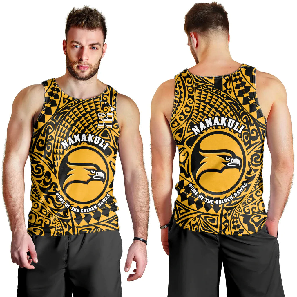 Hawaii Men Tank Top Nanakuli High and Intermediate School Tribal Kakau LT14 Gold - Polynesian Pride