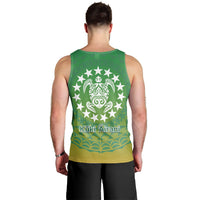 Cook Islands Men Tank Top Circle Pattern Mix Sea Turtle Green Version LT14 - Polynesian Pride