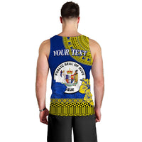 (Custom Personalised) Niue Hiapo Men Tank Top Rock of Polynesia Tapa Niuean Crab Happy Day LT13 - Polynesian Pride