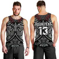 (Custom Text and Number) New Zealand Silver Fern Rugby Men Tank Top All Black NZ Maori Pattern LT13 - Polynesian Pride