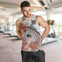 (Custom Personalised) Fiji Tapa Men Tank Top White Fijian Masi Be Loved Hibiscus LT13 - Polynesian Pride