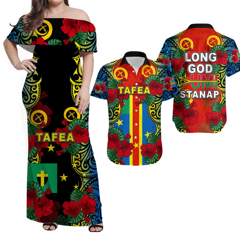 Vanuatu Tafea Matching Hawaiian Shirt and Dress with Polynesian Hibiscus LT6 Black - Polynesian Pride