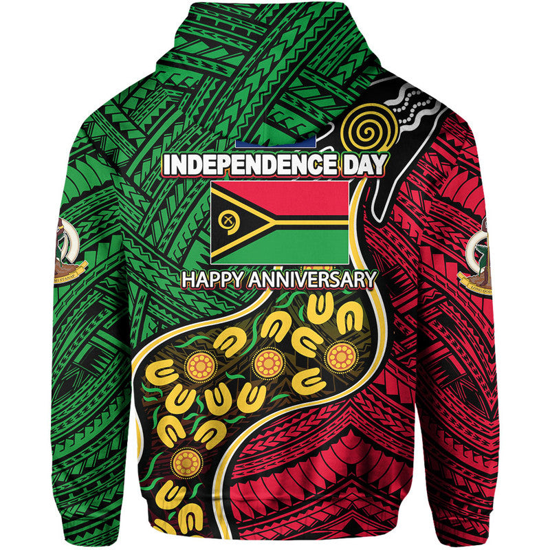 Vanuatu Mix Aboriginal Happy Independence Day Hoodie LT6 Red - Polynesian Pride