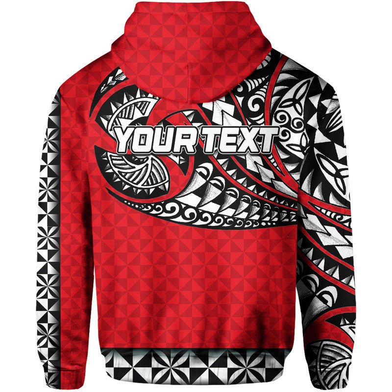 Custom Tonga Hoodie Polynesian Tattoo LT6 Zip Hoodie Red - Polynesian Pride