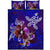 Hawaii Turtle Flowers And Palms Retro Quilt Bed Set - Blue - AH Blue - Polynesian Pride