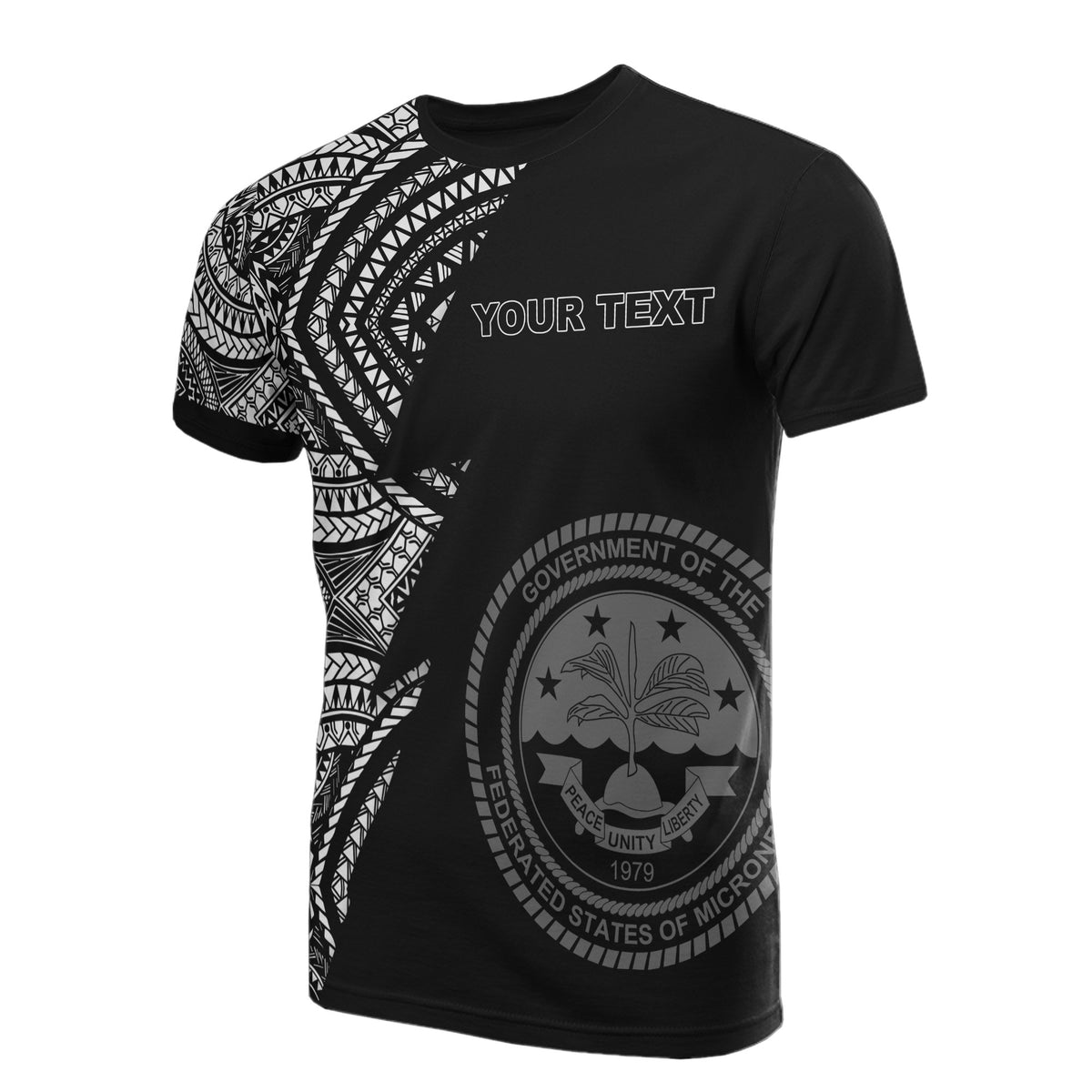 Federated States of Micronesia All Over Custom T Shirt F S M Seal Micronesian Pattern Flash Unisex Black - Polynesian Pride
