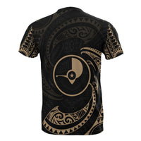 Yap Micronesia All Over T Shirt Gold Tribal Wave - Polynesian Pride