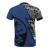 Guam All Over T Shirt Guam Coat of Arms Chamorro Pattern Blue Style - Polynesian Pride