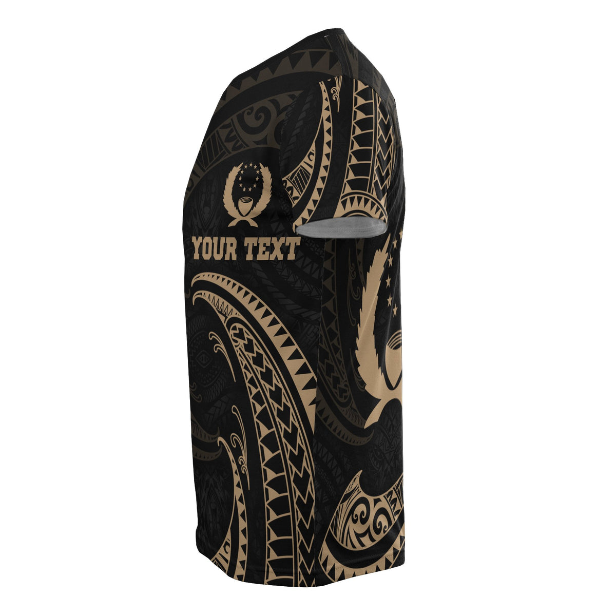 Pohnpei Micronesia All Over Custom T Shirt Gold Tribal Wave - Polynesian Pride