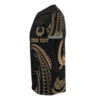 Pohnpei Micronesia All Over Custom T Shirt Gold Tribal Wave - Polynesian Pride