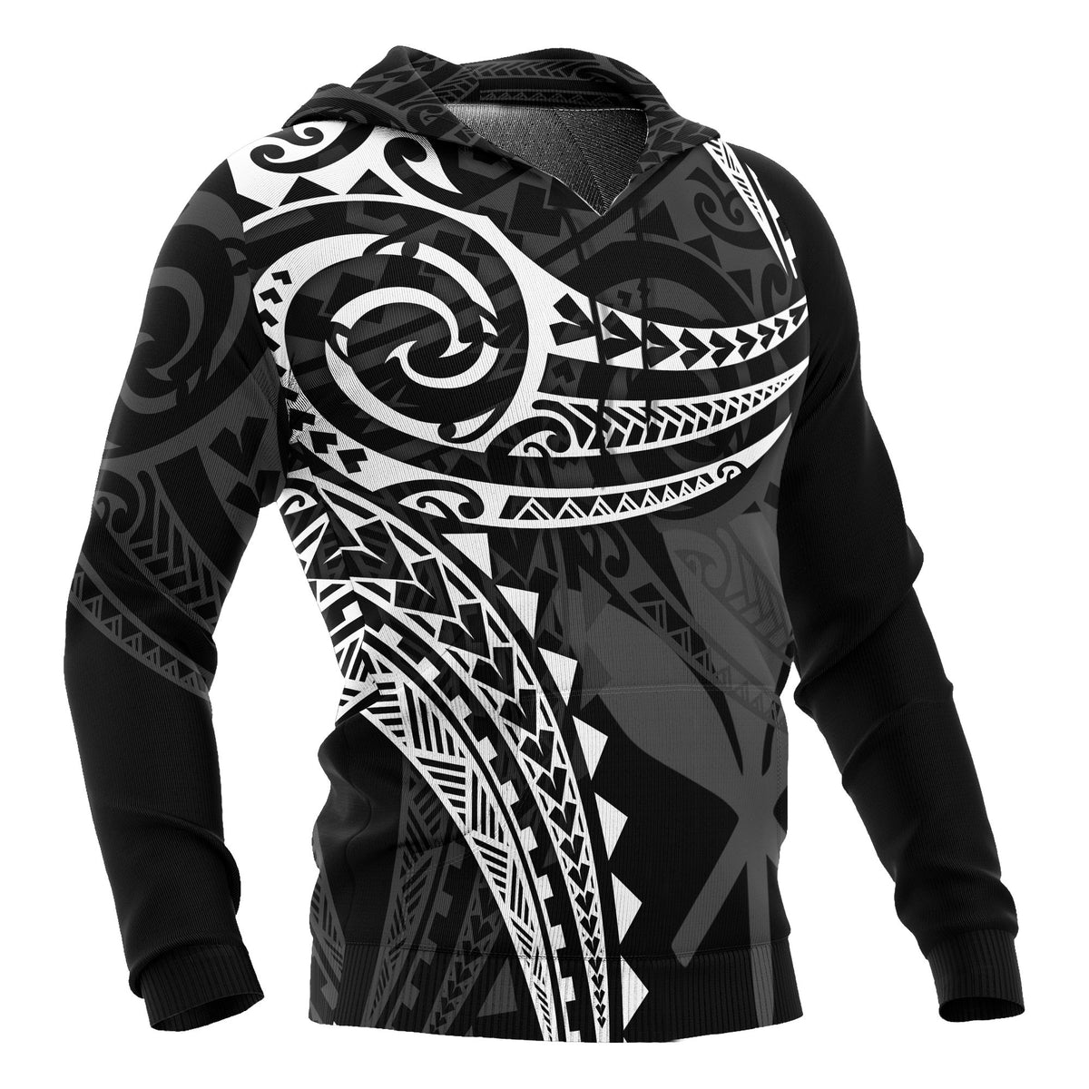 Hawaii Polynesian Hoodie White Tribal Pattern - Polynesian Pride