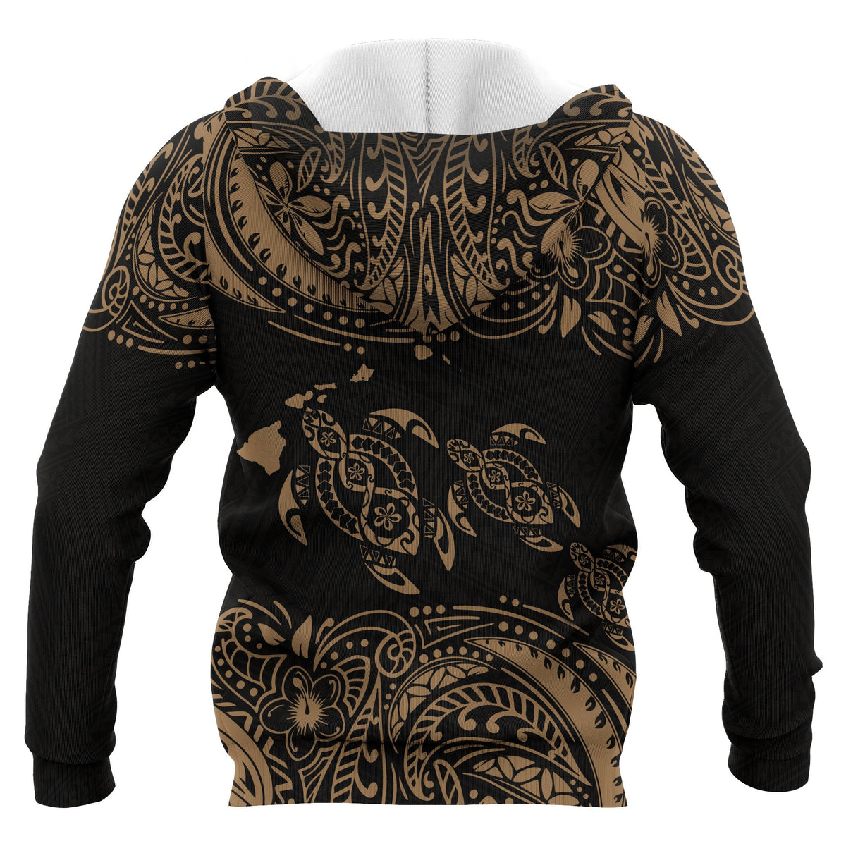 Hawaii Polynesian All Over Zip up Hoodie Gold Sea Turtle - Polynesian Pride