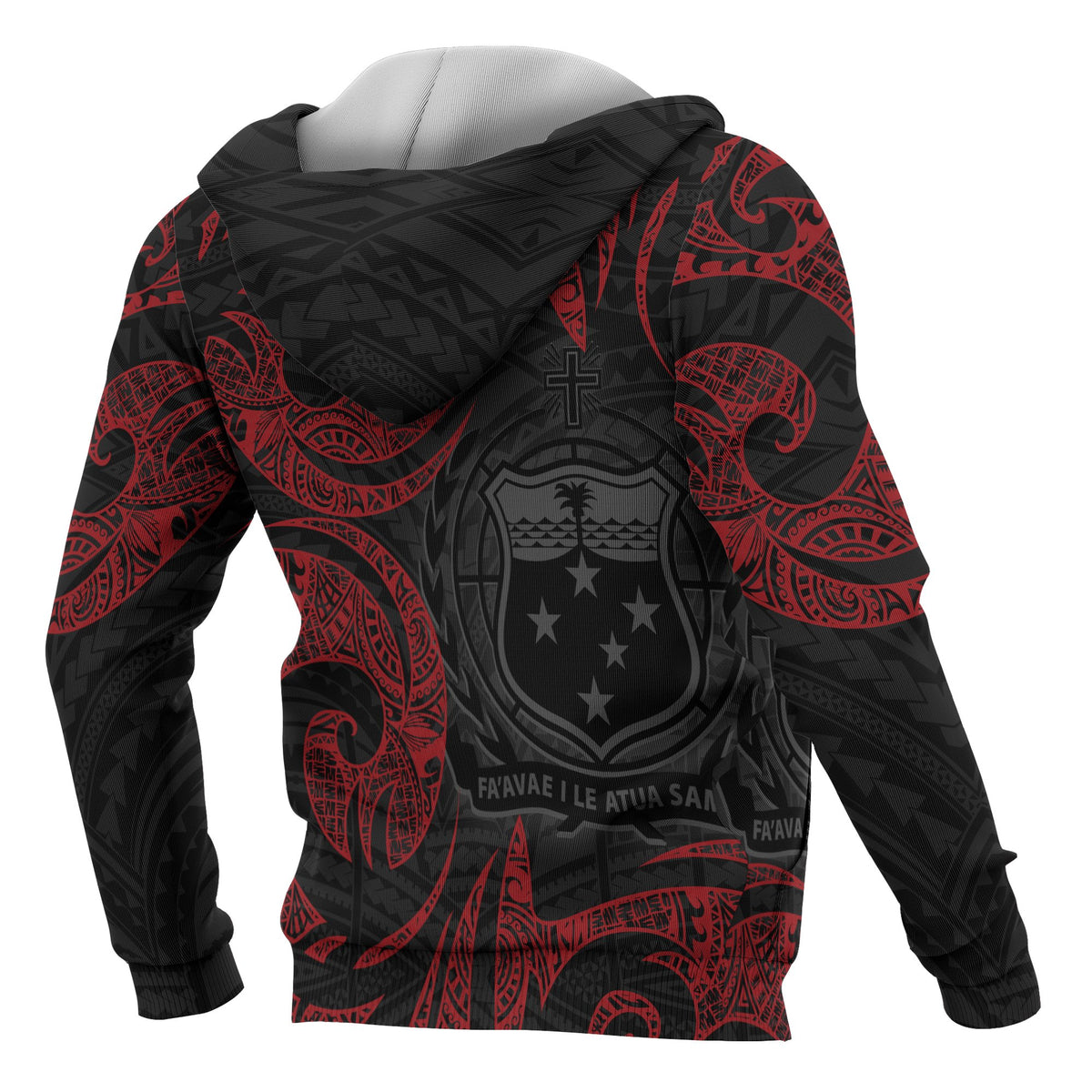 Samoa Polynesian All Over Zip up Hoodie Red Tribal - Polynesian Pride