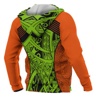 Polynesian Hawaii All Over Zip up Hoodie Tribal Wave - Polynesian Pride