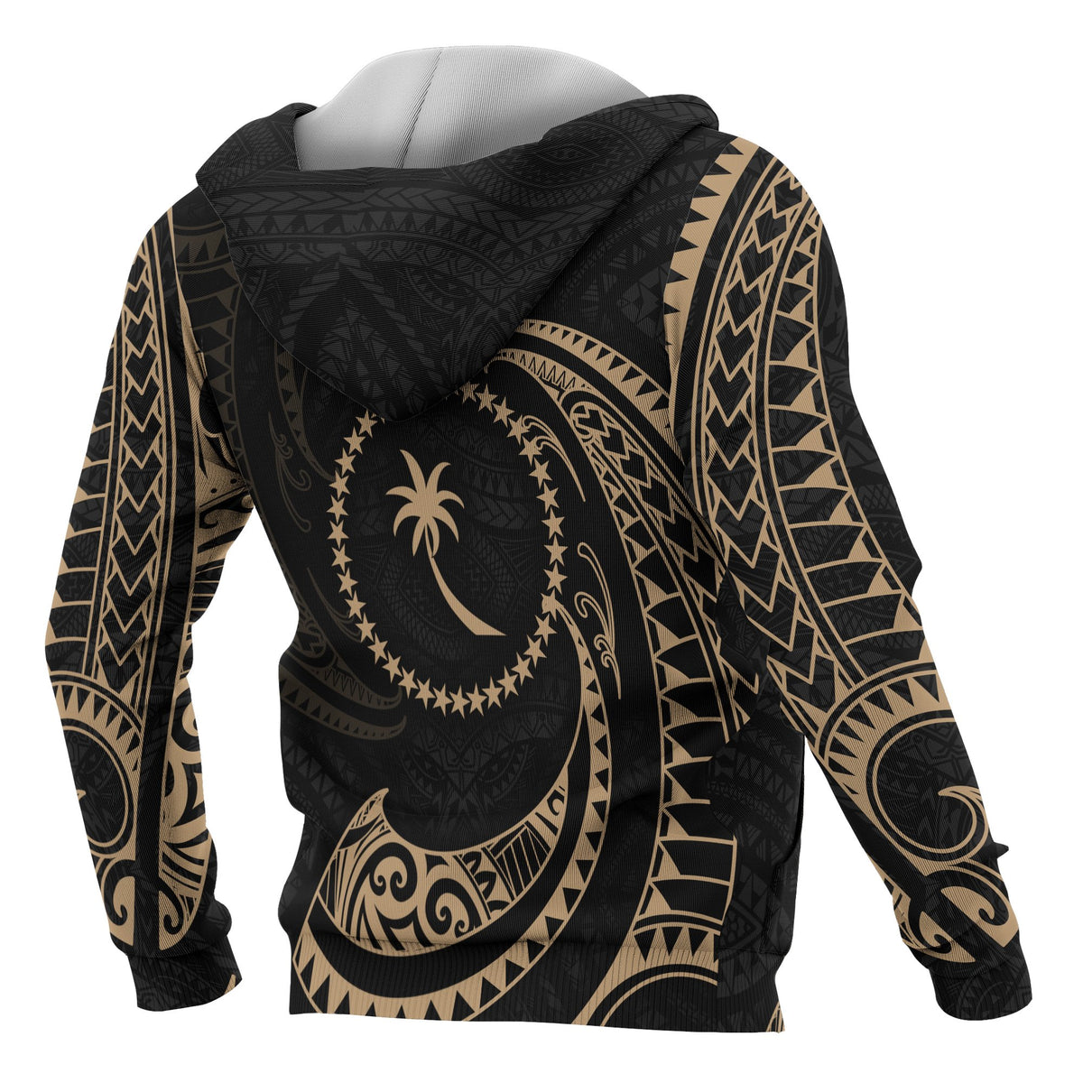 Chuuk Micronesia ll Over Hoodie Gold Tribal Wave - Polynesian Pride