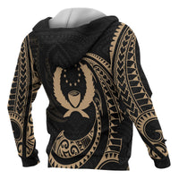 Pohnpei Micronesia All Over Zip up Hoodie Gold Tribal Wave - Polynesian Pride