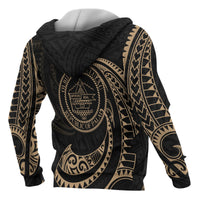Palau Polynesian All Over Zip up Hoodie Gold Tribal Wave - Polynesian Pride