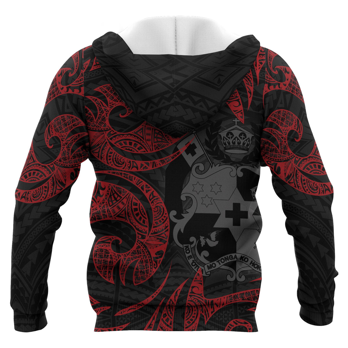 Tonga Polynesian All Over Zip up Hoodie Red Tribal - Polynesian Pride