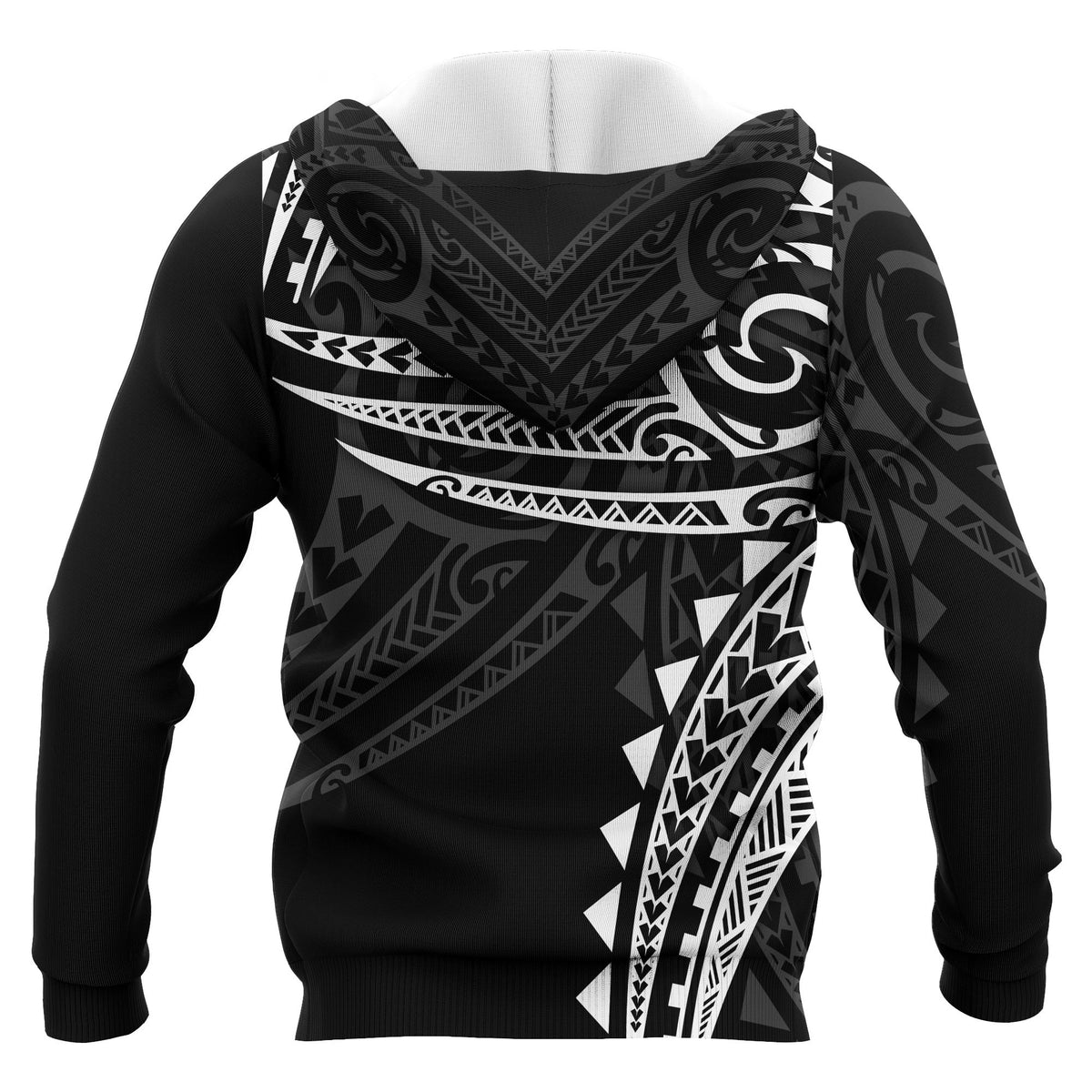 Polynesian Hoodie White Tribal Pattern - Polynesian Pride