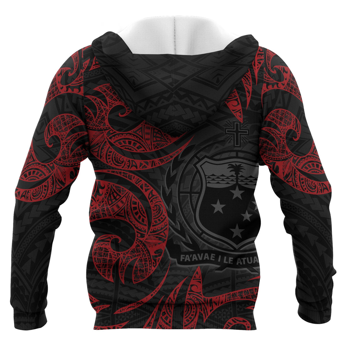Samoa Polynesian Hoodie Red Tribal - Polynesian Pride