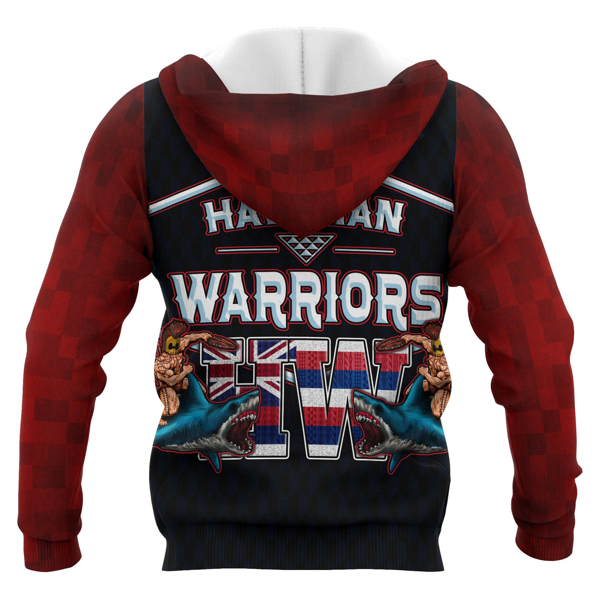 Polynesian Hawaii All Over Zip up Hoodie Shark Warrior - Polynesian Pride