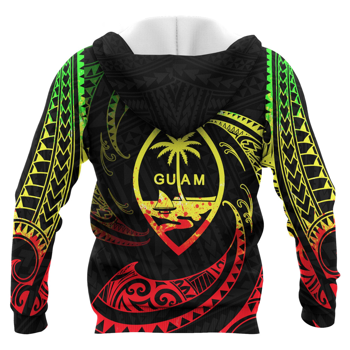 Guam Polynesian Zip up Hoodie Reggae Tribal Wave - Polynesian Pride