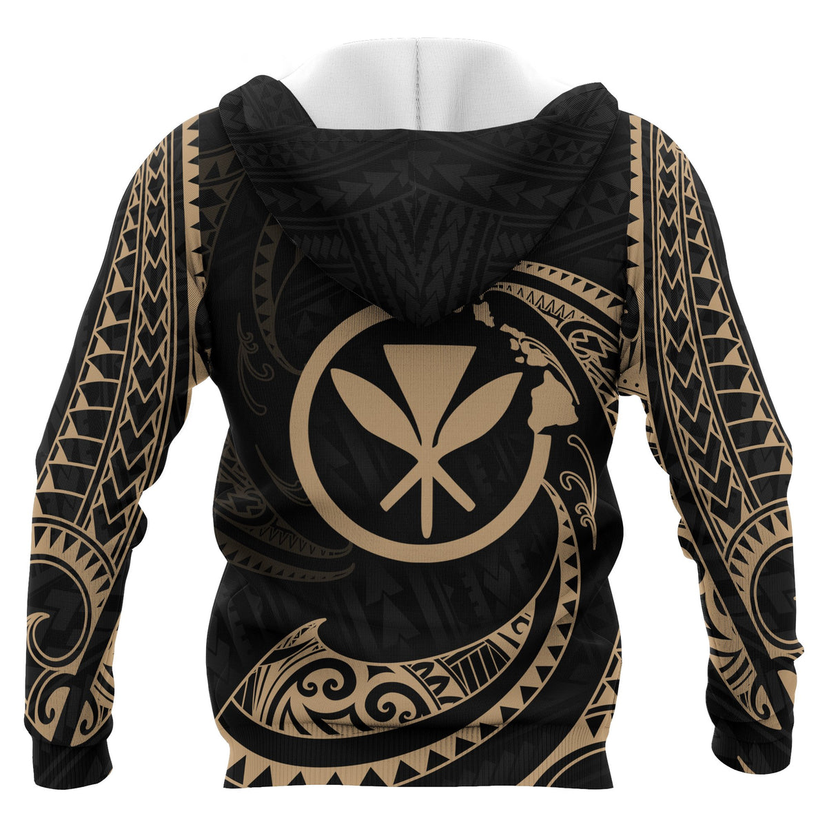 Hawaii Polynesian All Over Zip up Hoodie Gold Tribal Wave - Polynesian Pride