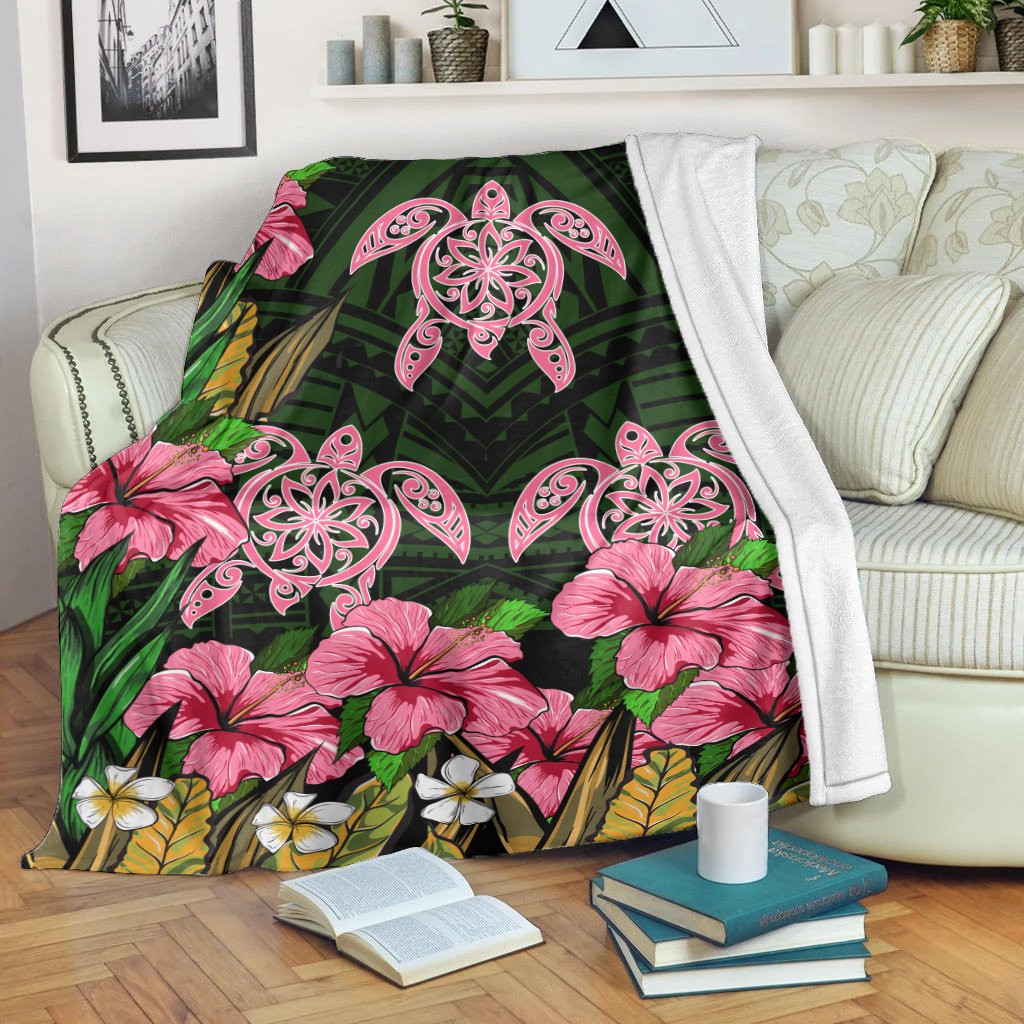 Hawaii Turtle Hibiscus Tropical Polynesian Premium Blanket - Floren Style - AH - Polynesian Pride
