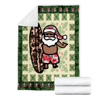Hawaiian Quilt Christmas - Santa Claus Surf Premium Blanket - AH - Polynesian Pride