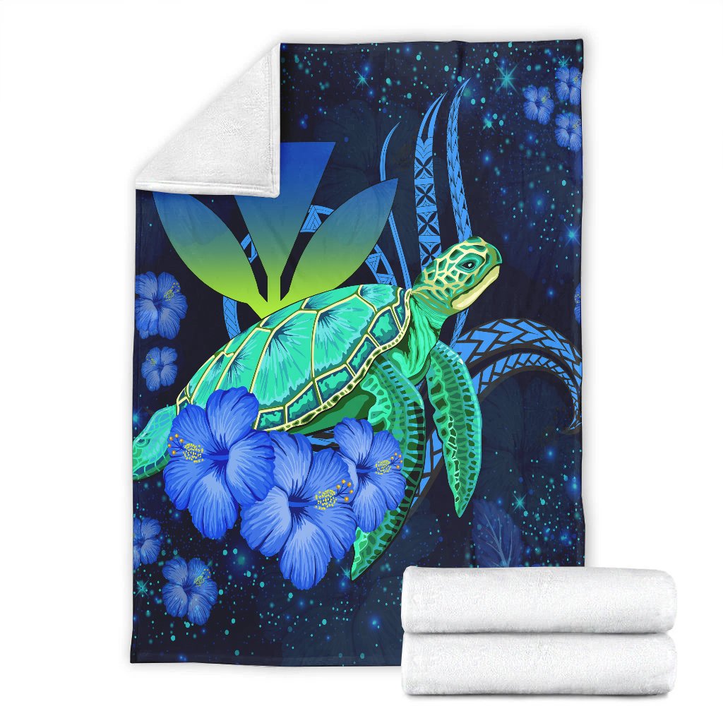 Hawaii Turtle Hibiscus Polynesian Premium Blanket - Jade Stone - AH - Polynesian Pride