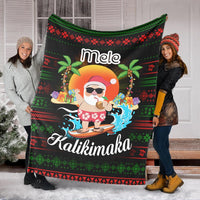 Hawaii Santa Claus Surf Christmas Pattern Premium Blanket - Tan Style - AH - Polynesian Pride