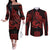 Kakau Hawaiian Polynesian Couples Matching Outfits Long Sleeve Dress And Long Sleeve Button Shirt Red LT6 Red - Polynesian Pride