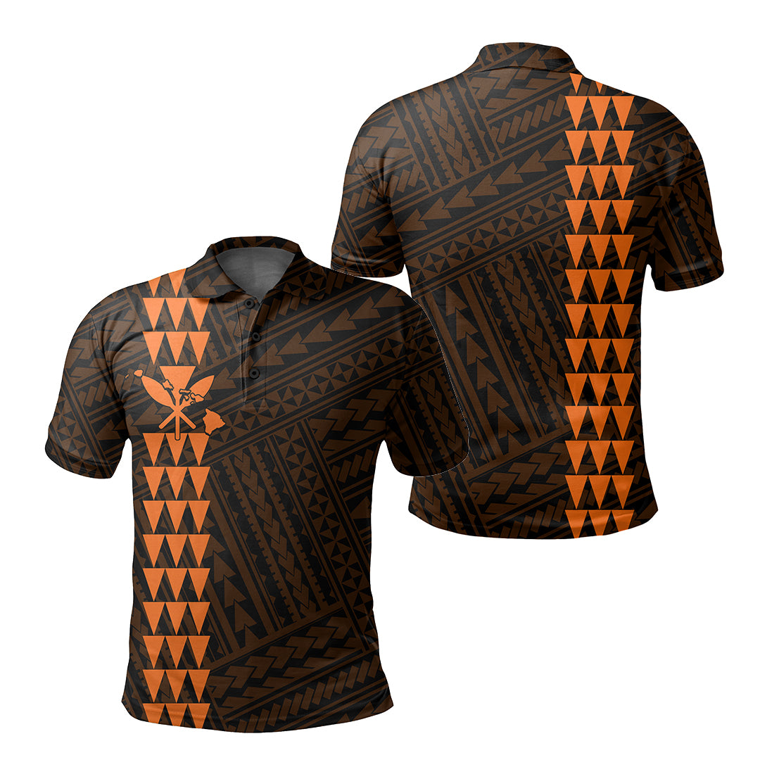 Hawaiian Kakau Polo Shirt Simple Style Full Color LT6 Unisex Orange - Polynesian Pride