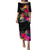 Nauru Hibiscus Polynesian Tribal Puletasi Dress - LT12 Long Dress Black - Polynesian Pride