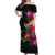 Pohnpei Hibiscus Polynesian Tribal Women Off Shoulder Long Dress - LT12 Long Dress Black - Polynesian Pride