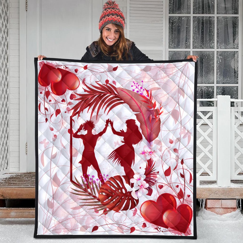 Hawaii Hula Dance Couple Love Valentine Premium Quilt - Cud Style - AH - Polynesian Pride